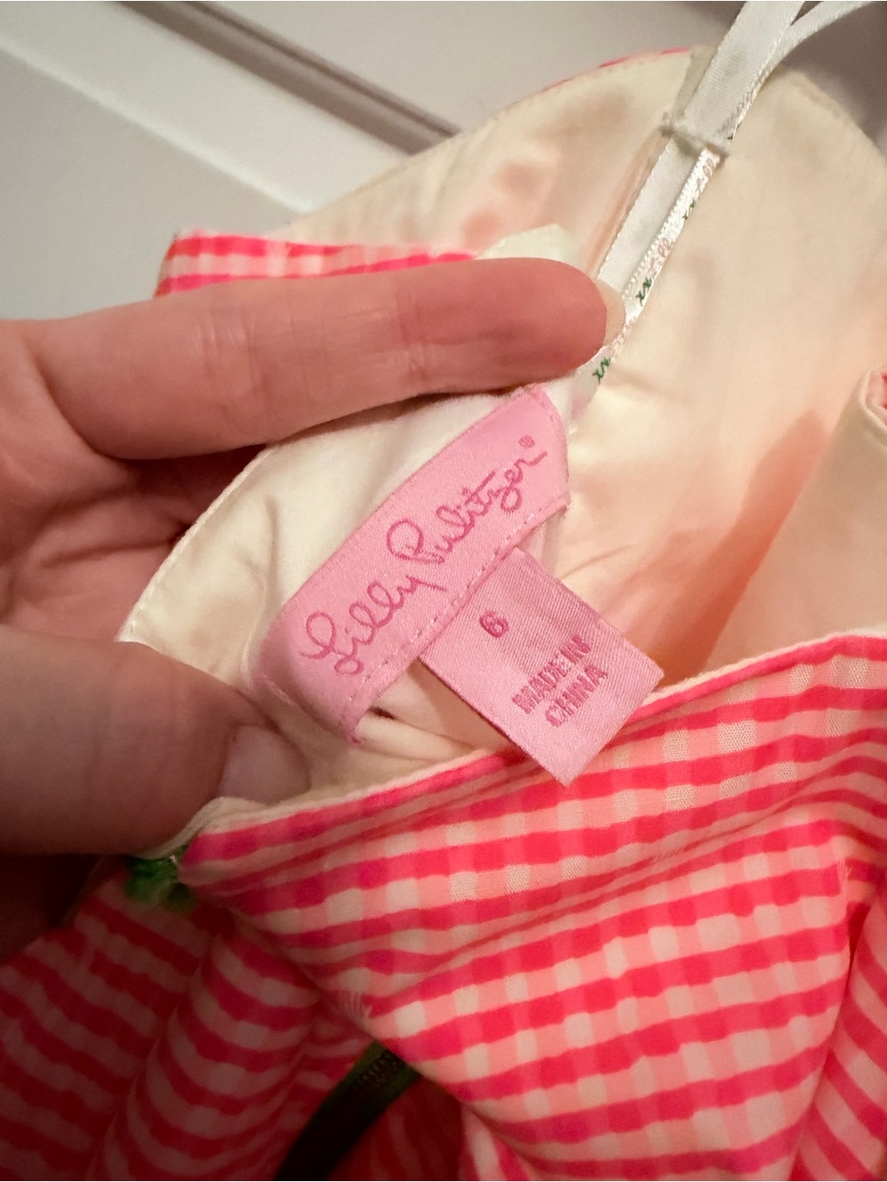 Lilly Pulitzer Strapless Pink Gingham Peplum Dress - Picture 4 of 4